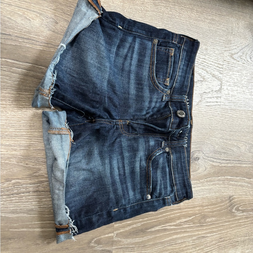 Dark Blue Denim Cutoff Shorts